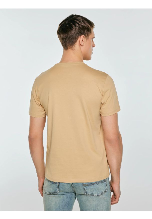 Big-Star - Koszulka męska o klasycznym kroju beżowa Bruno 800. Kolor: beżowy. Materiał: bawełna, tkanina. Wzór: nadruk. Styl: klasyczny