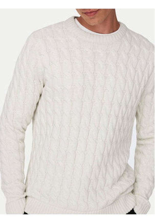 Only & Sons Sweter 22026504 Écru Regular Fit. Materiał: syntetyk, bawełna