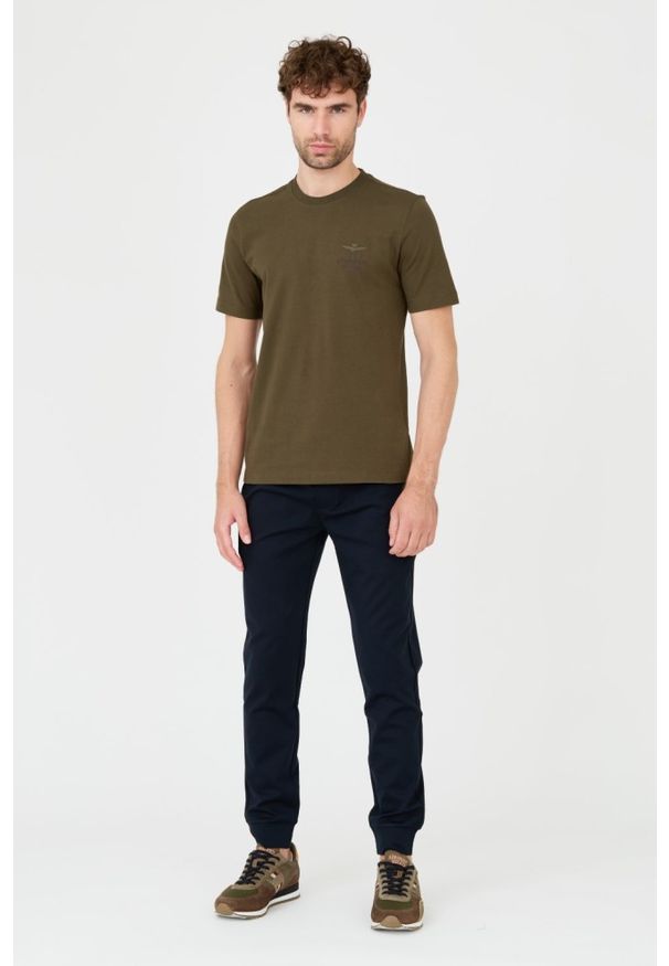 Aeronautica Militare - AERONAUTICA MILITARE Zielony bawełniany męski t-shirt, Rozmiar XXL. Kolor: zielony. Materiał: bawełna