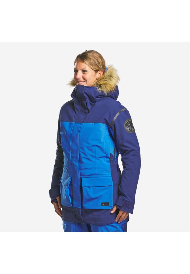 FORCLAZ - Parka trekkingowa damska Forclaz Arctic 900 -33°C wodoodporna. Kolor: niebieski. Materiał: tkanina. Długość: długie. Sezon: zima