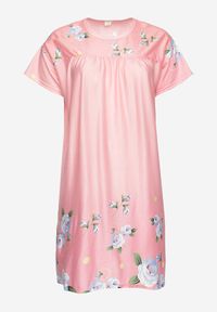 Born2be - Różowa Koszula Nocna w Kwiatowy Wzór z Krótkim Rękawem Seliaane. Kolekcja: plus size. Kolor: różowy. Długość: krótkie. Wzór: kwiaty #5