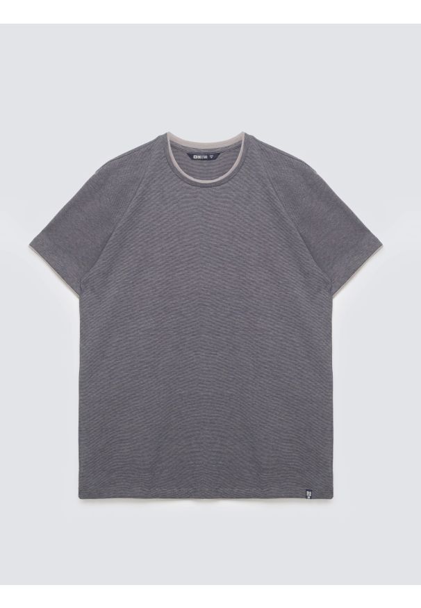 Big-Star - Koszulka męska w drobne paski granatowa Fredriser 403. Okazja: na co dzień. Kolor: niebieski. Materiał: dzianina, jeans. Wzór: paski. Styl: casual, elegancki