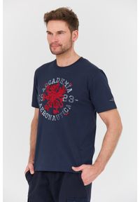 Aeronautica Militare - AERONAUTICA MILITARE Granatowy bawełniany męski t-shirt M.C., Rozmiar XL. Kolor: niebieski. Materiał: bawełna #5