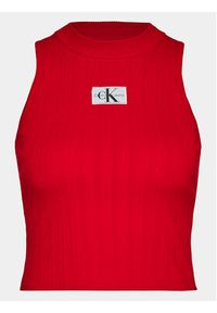 Calvin Klein Jeans Top Label J20J223151 Czerwony Slim Fit. Kolor: czerwony. Materiał: lyocell