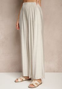 Renee - Jasnoszare Spodnie Palazzo o Szerokim Kroju High Waist Lislevia. Okazja: na co dzień. Stan: podwyższony. Kolor: szary. Styl: elegancki, casual #5