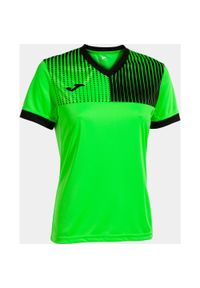 T-shirt damski Joma Eco Supernova Fluor Zielony-Czarny S. Kolor: wielokolorowy, niebieski, czarny. Materiał: poliester. Sport: piłka nożna