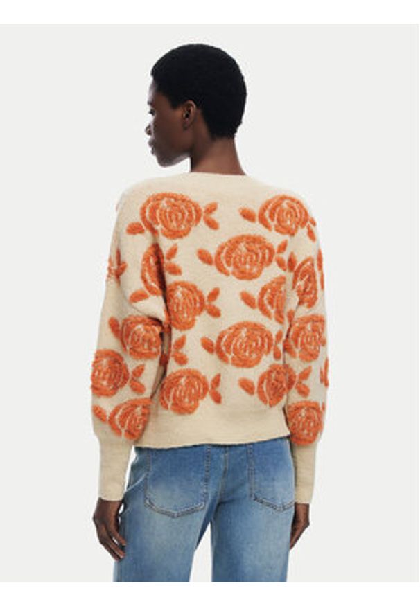 Desigual Kardigan Carter 25WWJF22 Beżowy Relaxed Fit. Kolor: beżowy. Materiał: syntetyk