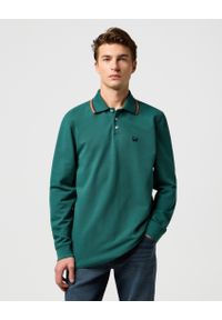 Wrangler - MESKA KOSZULKA POLO WRANGLER LS POLO SHIRT BISTRO GREEN 112371507. Typ kołnierza: polo #1