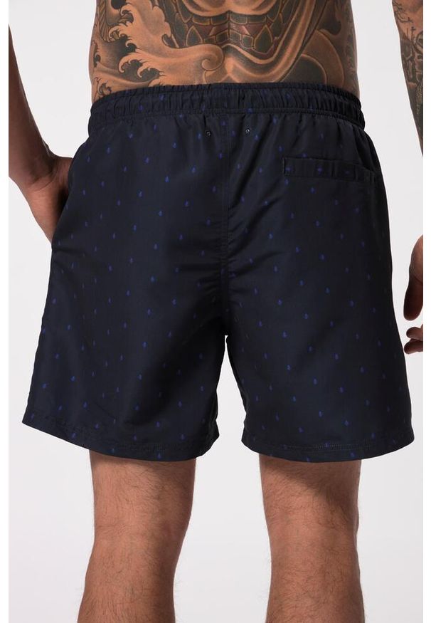 JAY-PI - Męskie Kąpielówki moda plażowa elastyczny pas minimalistyczny nadruk. Kolekcja: plus size. Kolor: niebieski. Materiał: poliester, materiał. Wzór: nadruk