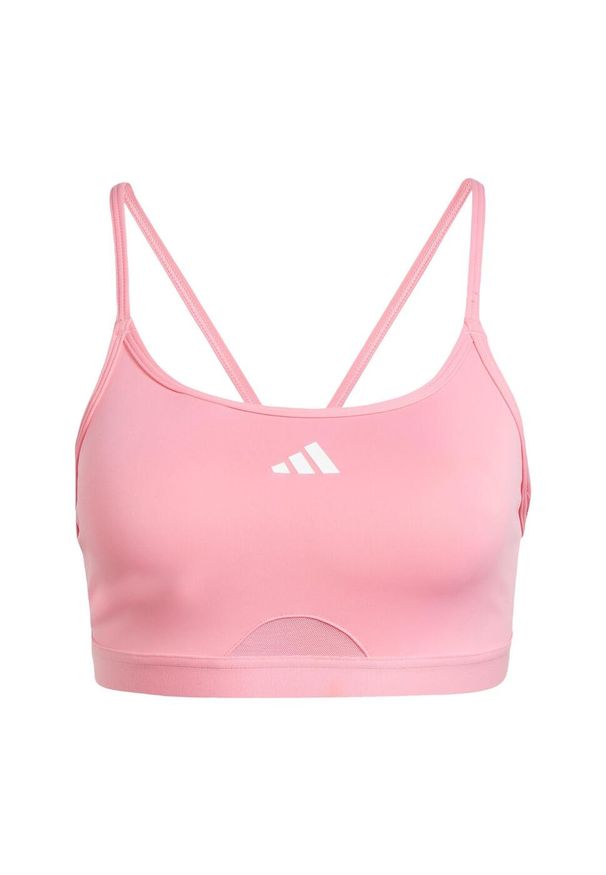 Adidas - Biustonosz Aeroreact Training Light-Support. Kolor: różowy. Materiał: materiał. Sport: fitness