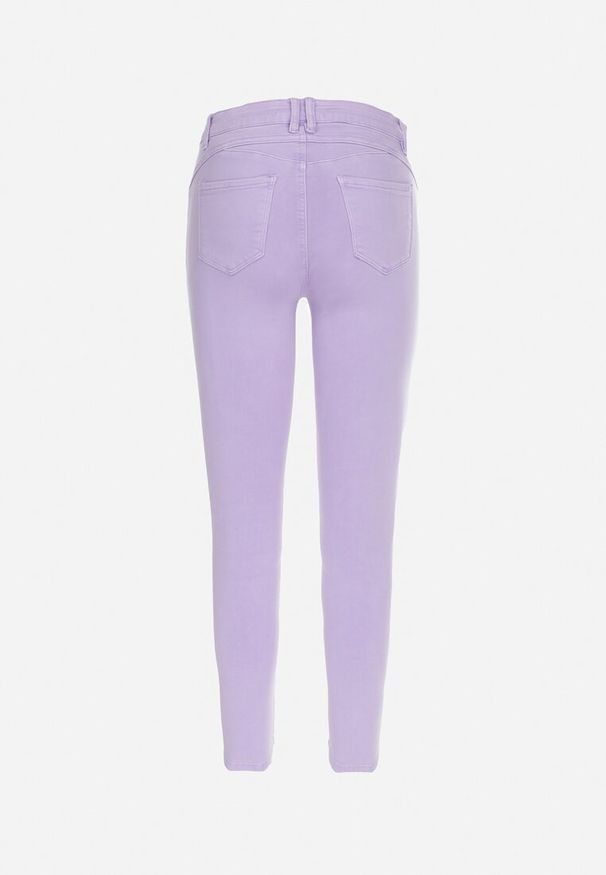Born2be - Fioletowe Jeansy Skinny z Regularnym Stanem Ingas. Kolor: fioletowy. Długość: krótkie. Wzór: gładki