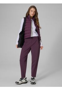 4f - 4F Bezrękawnik z wypełnieniem syntetycznym damski - fioletowy XXL. Okazja: na co dzień. Typ kołnierza: kołnierzyk stójkowy. Kolor: fioletowy. Materiał: syntetyk. Długość rękawa: bez rękawów. Wzór: gładki. Styl: casual #2