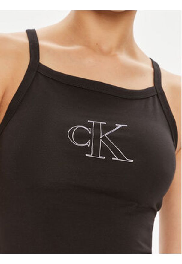 Calvin Klein Jeans Top J20J223623 Czarny Slim Fit. Kolor: czarny. Materiał: bawełna