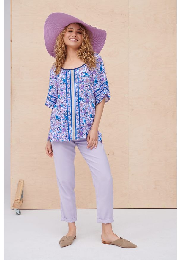 blue shadow - Spodnie Damskie Santana 2 BS Viola. Okazja: na co dzień. Materiał: poliester, zamsz, skóra, wiskoza, tkanina. Sezon: wiosna, lato. Styl: elegancki, sportowy, casual