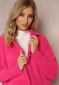 Renee - Fuksjowy Płaszcz z Bawełną Oversize Brumisia. Kolor: różowy. Materiał: bawełna. Długość rękawa: długi rękaw. Długość: długie. Sezon: zima, jesień #3