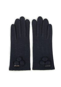 Wittchen - Damskie rękawiczki wełniane z okrągłymi ozdobami. Kolor: niebieski. Materiał: wełna. Wzór: aplikacja. Styl: klasyczny #2
