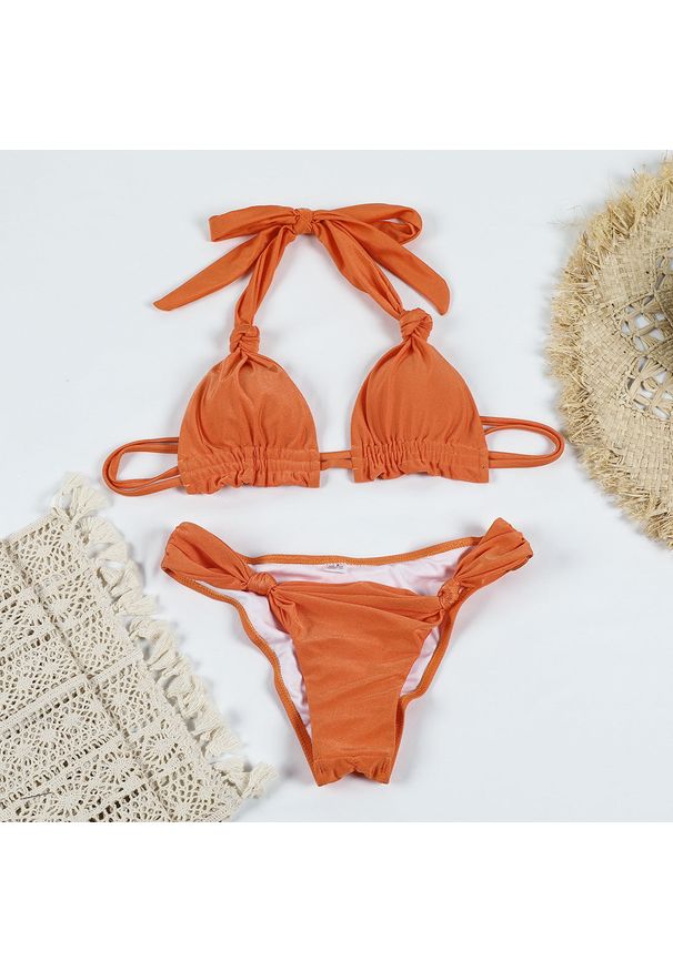 Intica - Bikini z wiązaniem na plecach regulowane na lato Valene. Kolor: pomarańczowy. Materiał: materiał