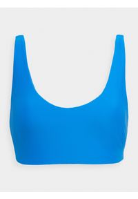 4f - Góra od bikini damska. Kolor: niebieski. Materiał: materiał, guma