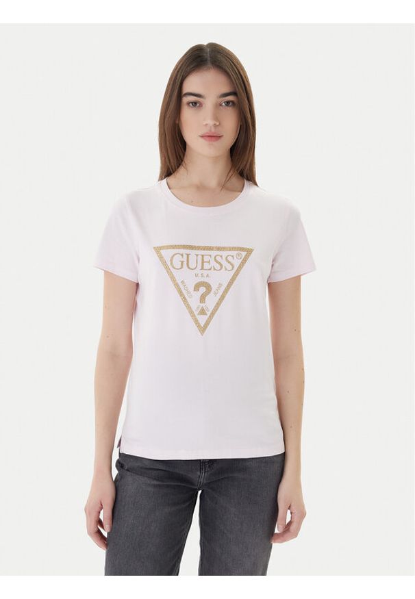 Guess T-Shirt W4RI69 J1314 Różowy Regular Fit. Kolor: różowy. Materiał: bawełna