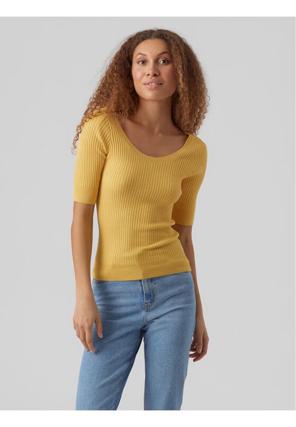 Vero Moda Sweter Estela 10277850 Żółty Slim Fit. Kolor: żółty. Materiał: syntetyk
