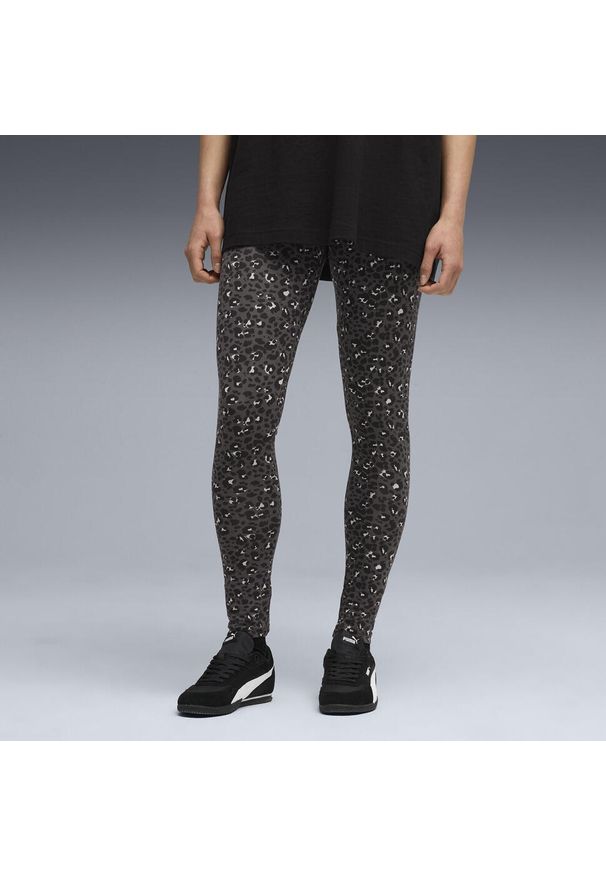 Puma - Damskie legginsy Essentials ze zwierzęcym nadrukiem PUMA. Kolor: czarny. Wzór: nadruk, motyw zwierzęcy. Sport: bieganie