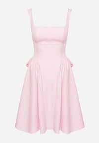 Born2be - Różowa Sukienka Rozkloszowana z Ozdobną Kokardą na Plecach Sonarisea. Typ kołnierza: kokarda. Kolor: różowy. Typ sukienki: rozkloszowane. Styl: klasyczny #4