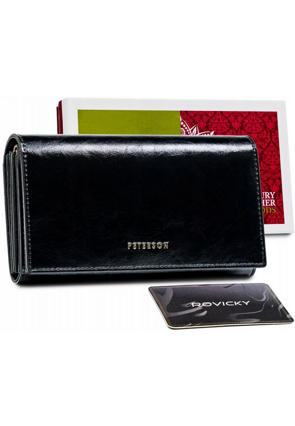 Portfel skórzany Peterson PTN PL-411-1636 BLAC czarny. Kolor: czarny. Materiał: skóra. Wzór: gładki