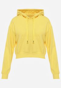 Born2be - Żółta Bluza z Dodatkiem Bawełny z Kapturem Wykończona Ściągaczami Evista. Typ kołnierza: kaptur. Kolor: żółty. Materiał: bawełna #6