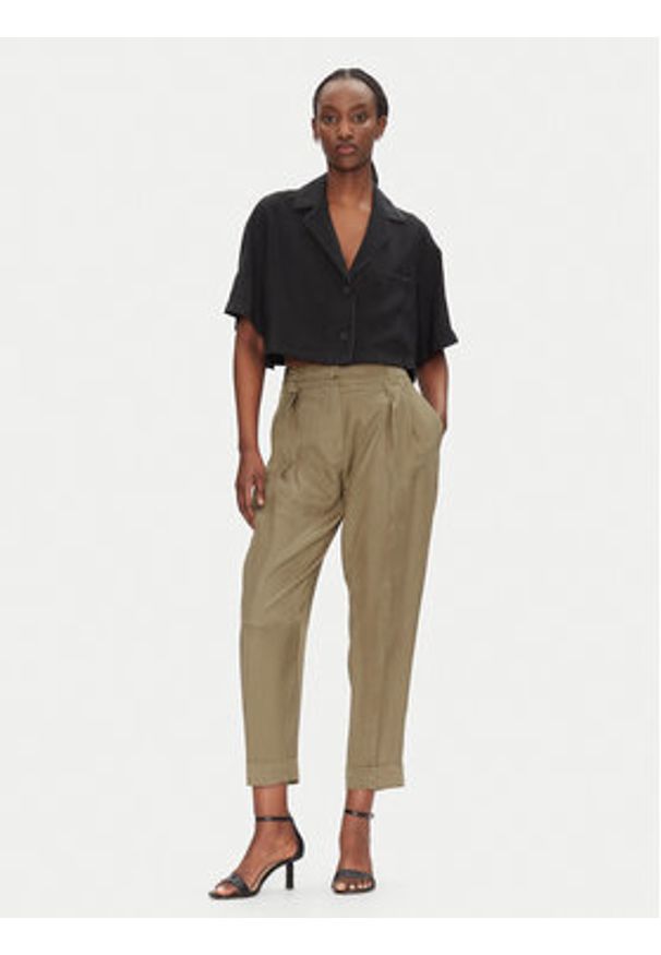 ACCESS FASHION Spodnie materiałowe 53-5025-235 Brązowy Regular Fit. Kolor: brązowy. Materiał: lyocell