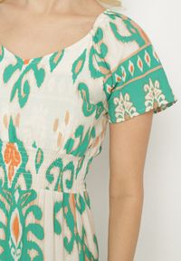 Born2be - Zielona Wiskozowa Sukienka z Geometrycznym Wzorem Cleanna. Okazja: na spacer, na co dzień. Kolor: zielony. Materiał: wiskoza. Wzór: geometria. Typ sukienki: proste. Styl: casual, elegancki #5