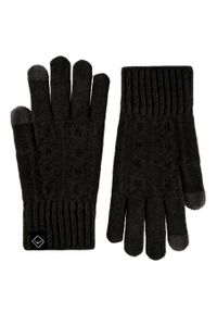 Volcano - Dzianinowe rękawiczki H-HARRY. Kolor: czarny. Materiał: dzianina. Wzór: ze splotem. Sezon: zima. Styl: klasyczny, casual #1
