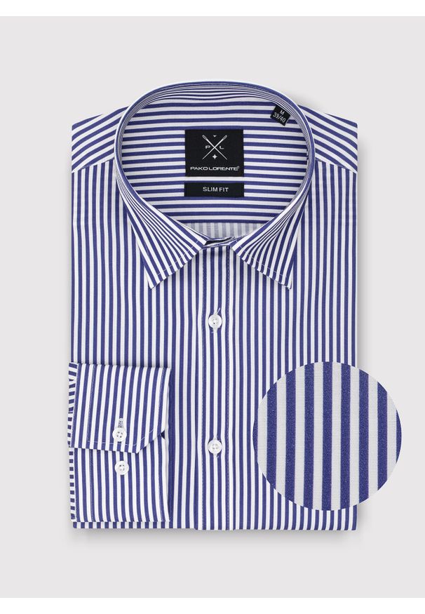 Pako Lorente - PAKO LORENTE – Koszula męska w paski. Materiał: bawełna, elastan. Długość rękawa: długi rękaw. Długość: długie. Wzór: paski