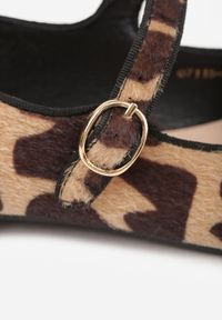 Renee - Panterkowe Balerinki Vices z Wkładką ze Skóry Naturalnej i Paskiem Nalisare. Okazja: na spacer, na co dzień, na spotkanie biznesowe, do pracy. Zapięcie: pasek. Materiał: skóra. Styl: casual, biznesowy, elegancki #3