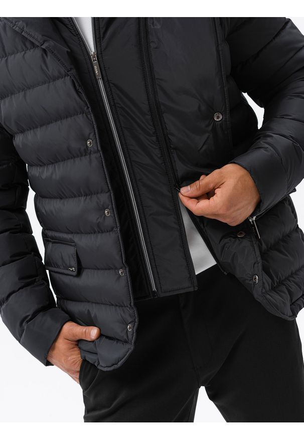 Czarna kurtka Ombre Clothing ze stójką, na zimę