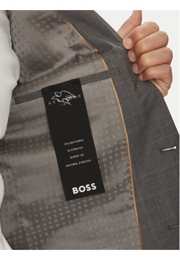 BOSS Garnitur H-Huge 50535023 Szary Slim Fit. Kolor: szary. Materiał: wełna