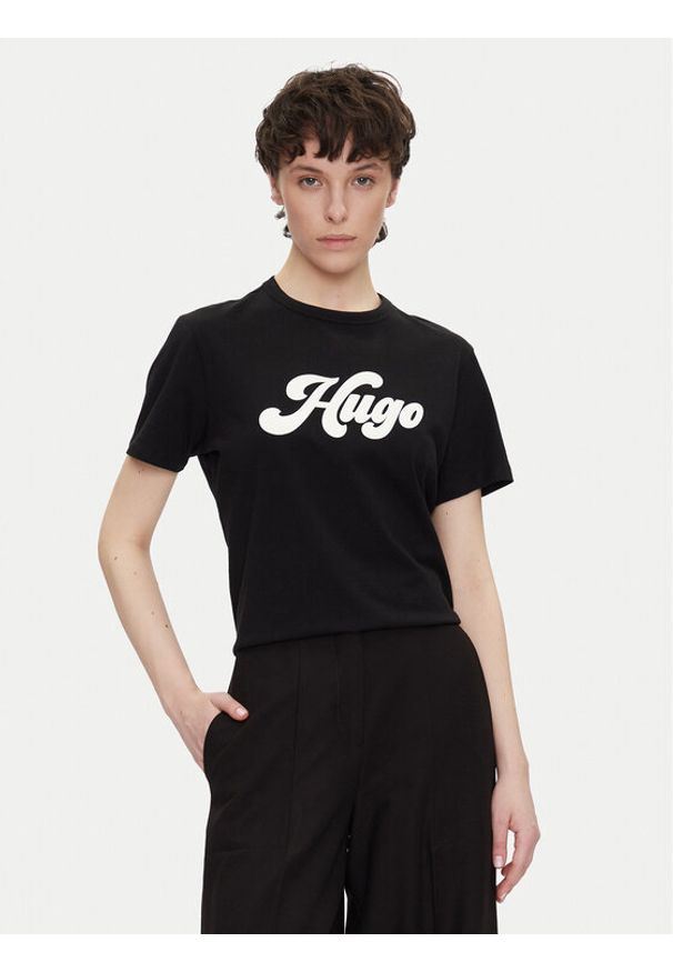 Hugo - HUGO T-Shirt Damacia_4 50539101 Czarny Regular Fit. Kolor: czarny. Materiał: bawełna