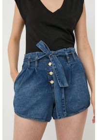 Liu Jo szorty jeansowe damskie gładkie high waist. Stan: podwyższony. Kolor: niebieski. Materiał: jeans. Wzór: gładki