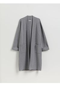 Reserved - Kardigan z kieszeniami - ciemnoszary. Kolor: szary. Materiał: wiskoza, dzianina