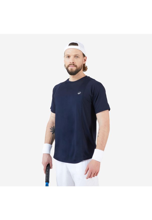 ARTENGO - Koszulka tenisowa męska krótki rękaw Artengo Dry Gaël Monfils. Kolor: niebieski. Materiał: elastan, poliester, materiał. Długość rękawa: krótki rękaw. Długość: krótkie. Sport: tenis