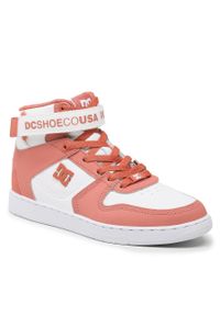 Sneakersy DC Pensford ADYS400038 White/Citrus(WCT). Kolor: pomarańczowy. Materiał: skóra