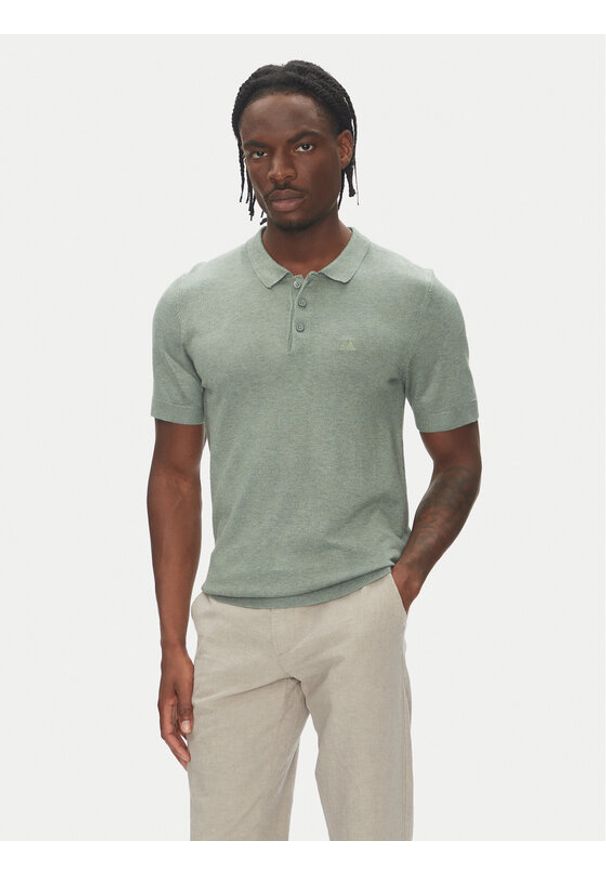 Lindbergh Polo 30-800159 Zielony Slim Fit. Typ kołnierza: polo. Kolor: zielony. Materiał: wiskoza