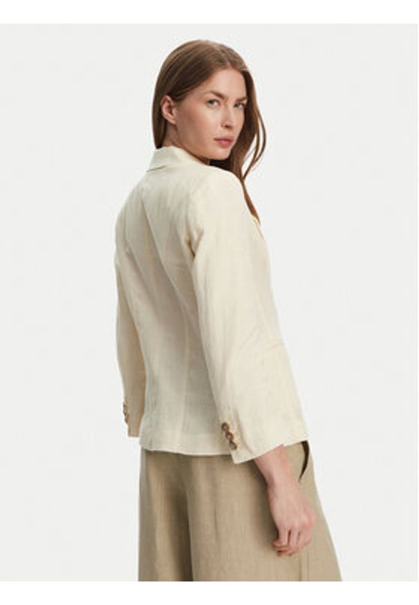 Marella Marynarka Biella 2513041062 Écru Regular Fit. Materiał: len
