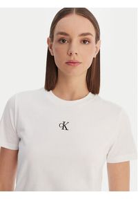 Calvin Klein Jeans T-Shirt LV047AB213 Biały Regular Fit. Kolor: biały. Materiał: bawełna #5