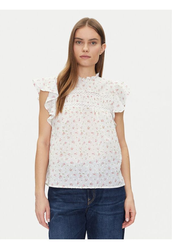 Vero Moda Bluzka Trine 10301205 Biały Standard Fit. Kolor: biały. Materiał: bawełna