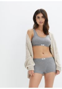 bonprix - Biustonosz bustier z bawełny. Kolor: szary. Materiał: bawełna