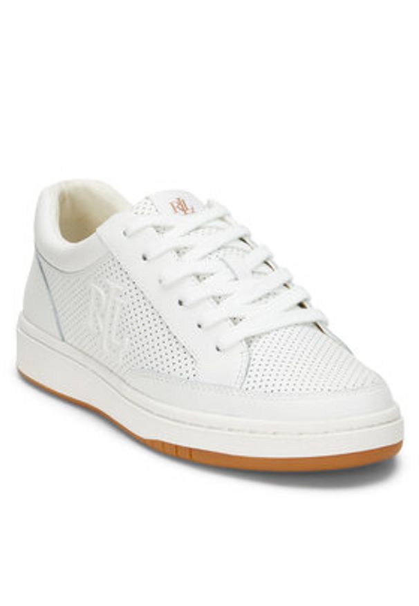 Lauren Ralph Lauren - LAUREN RALPH LAUREN Sneakersy Hailey Low-Top Lace-Up 802951391001 Biały. Kolor: biały. Materiał: skóra