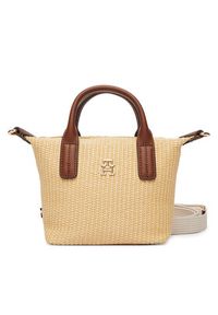 TOMMY HILFIGER - Tommy Hilfiger Torebka Popette Micro Tote Raffia AW0AW18526 Beżowy. Kolor: beżowy #5