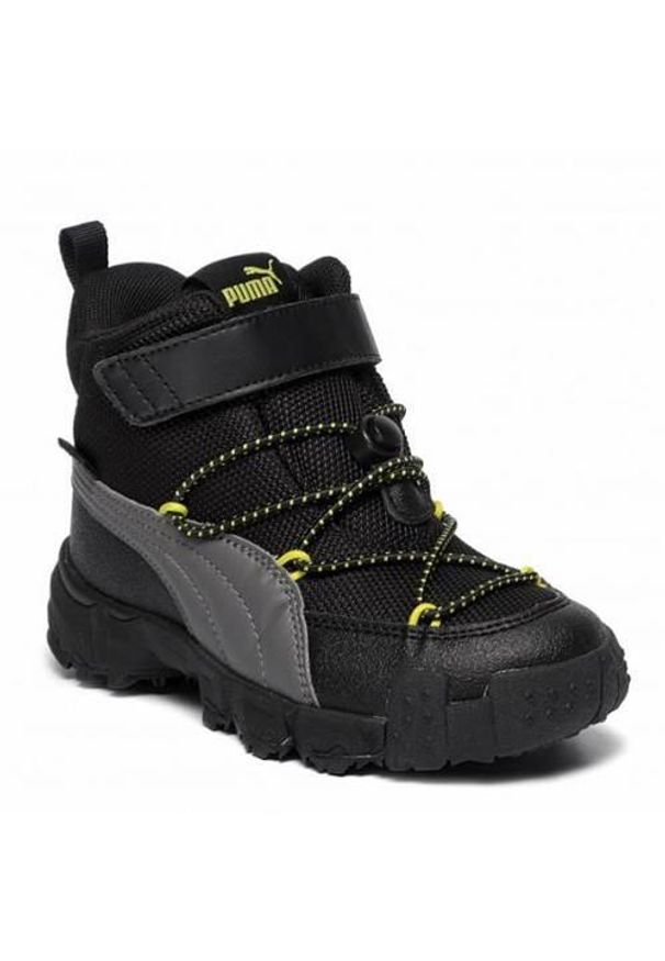 Buty do chodzenia dla dzieci Puma Maka Puretex. Wysokość cholewki: za kostkę. Zapięcie: rzepy. Kolor: wielokolorowy, czarny. Materiał: materiał. Szerokość cholewki: normalna. Sport: turystyka piesza