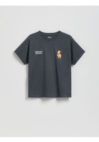 Reserved - T-shirt Kubuś Puchatek - ciemnoszary. Kolor: szary. Materiał: bawełna. Wzór: motyw z bajki #1