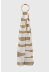 MOSCHINO - Moschino szal męski kolor beżowy wzorzysty. Kolor: beżowy. Materiał: tkanina #1